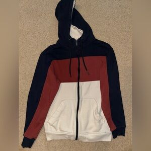 Champs Men's Navy, Red, and White Zip-Up Sweater